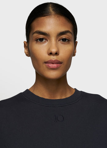 short sleeve sweater patch | dark navy