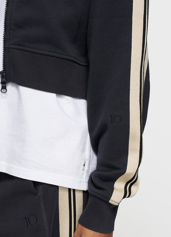 cropped zip cardigan fleece | dark navy