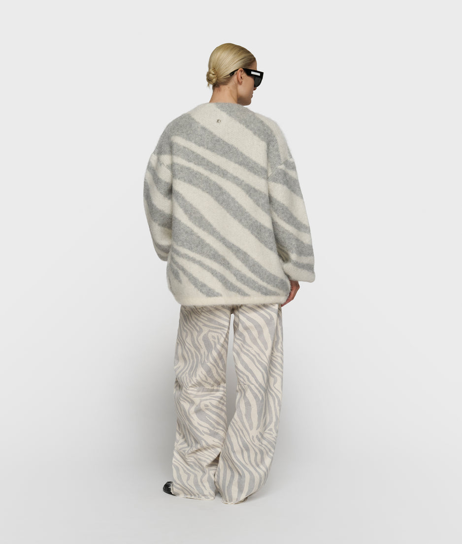 knit cardigan zebra | ecru