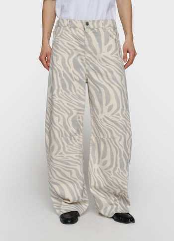 western pants zebra | ecru