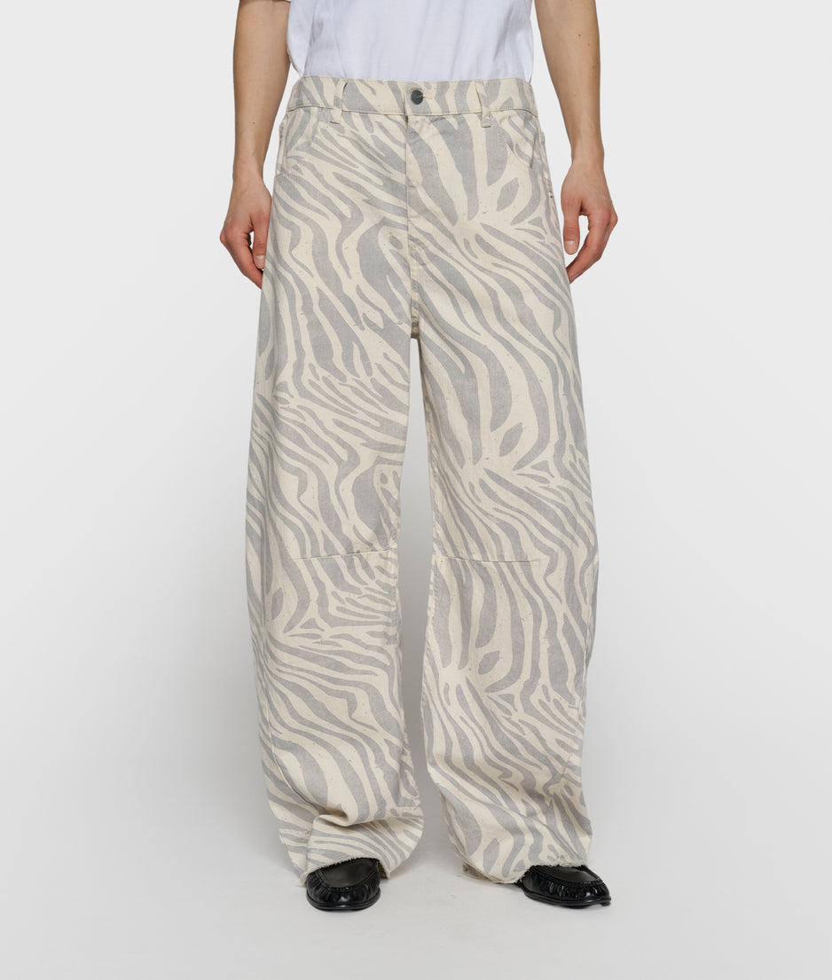 western pants zebra | ecru