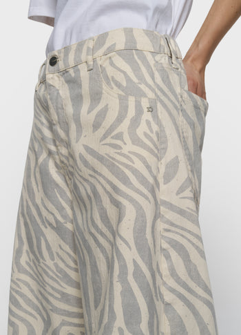 western pants zebra | ecru