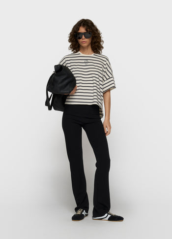 wide tee stripes | ecru/steel blue
