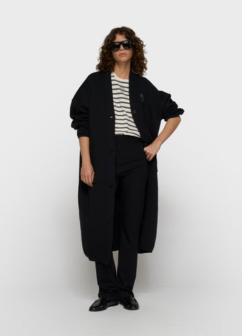 long baseball cardigan | black