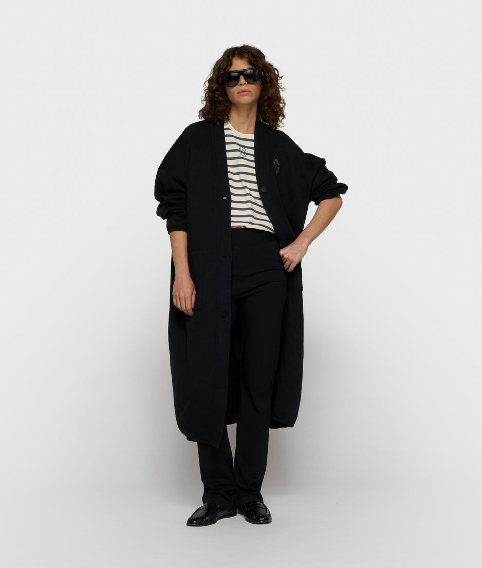 long baseball cardigan | black