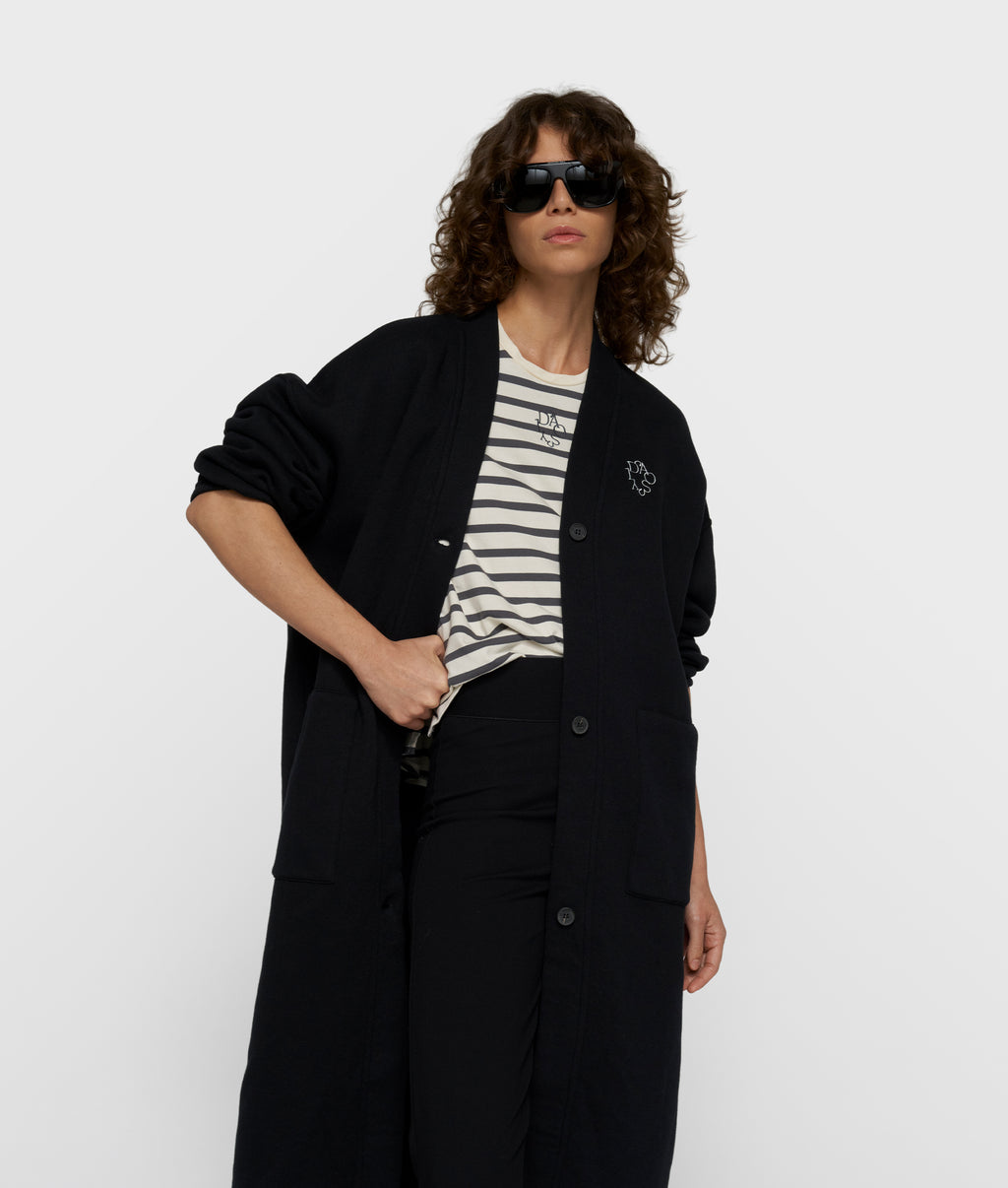 long baseball cardigan | black