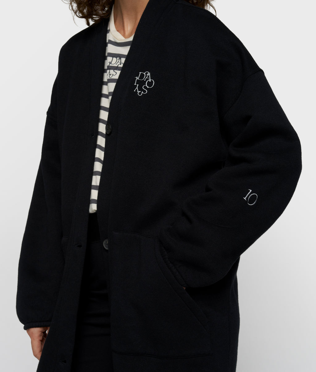 long baseball cardigan | black