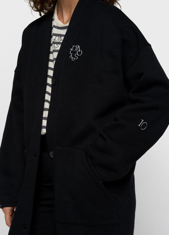 long baseball cardigan | black