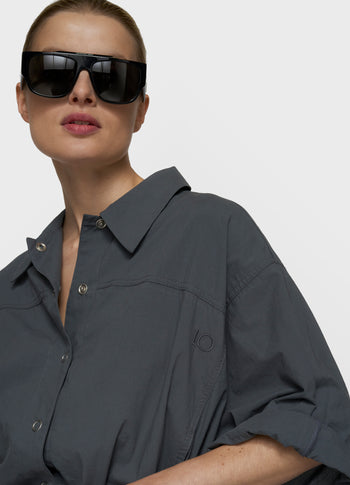 wide crinkle jacket | steel blue