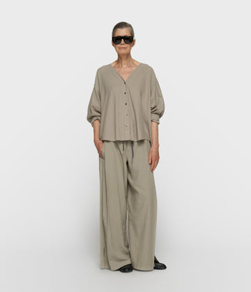 cotton linen pants slit | fog