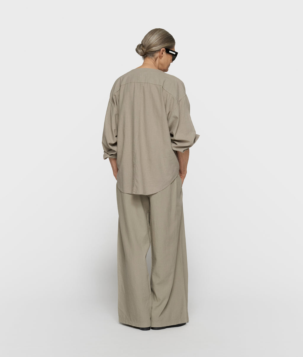 cotton linen pants slit | fog