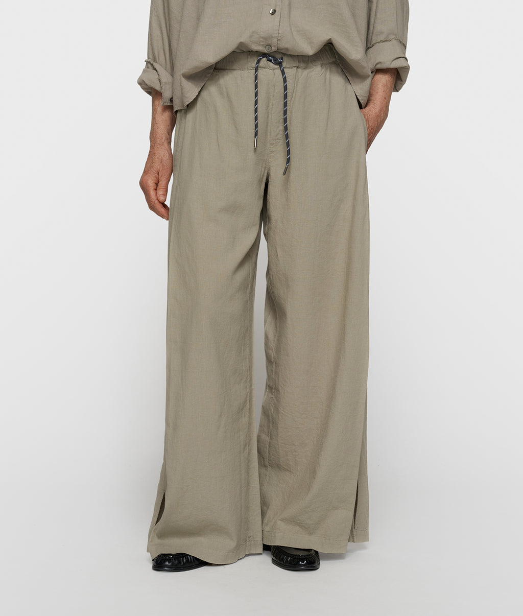 cotton linen pants slit | fog