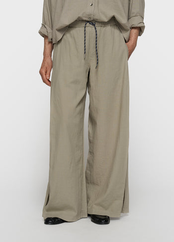 cotton linen pants slit | fog