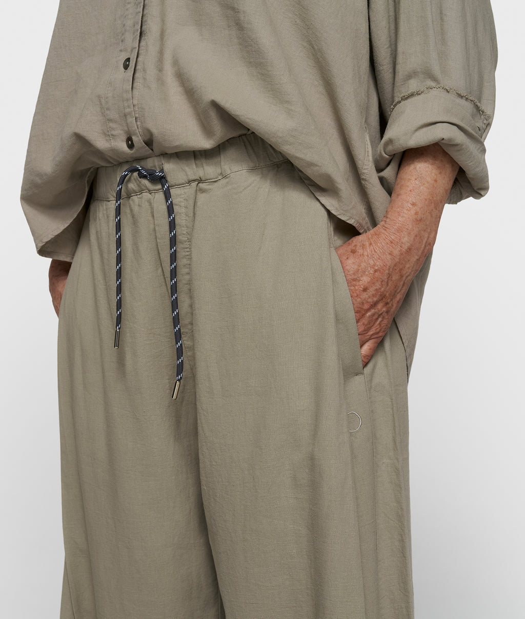 cotton linen pants slit | fog
