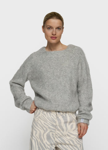 hairy knit sweater | light grey melee