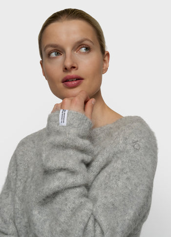 hairy knit sweater | light grey melee