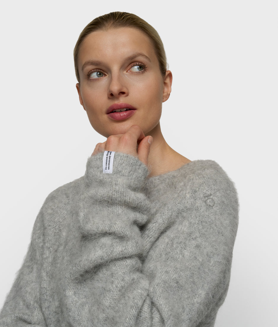 hairy knit sweater | light grey melee