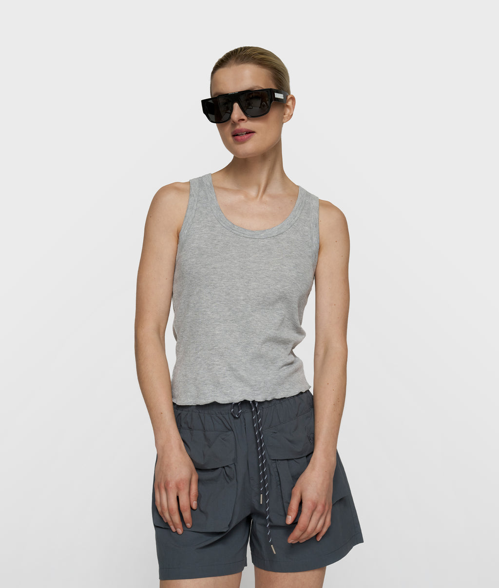 soft rib tank top | light grey melee