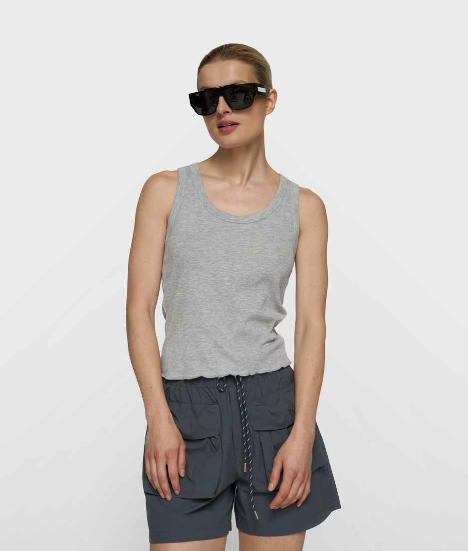 soft rib tank top | light grey melee
