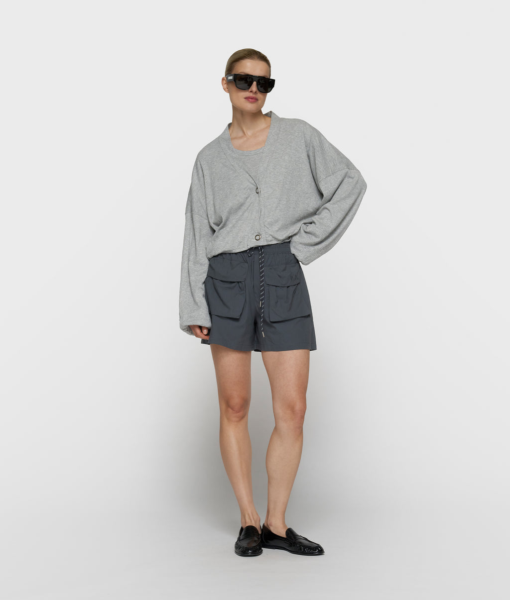 soft rib cardigan | light grey melee