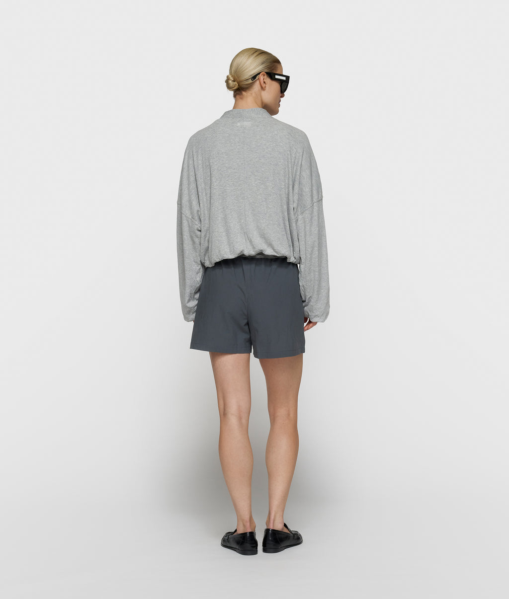 soft rib cardigan | light grey melee