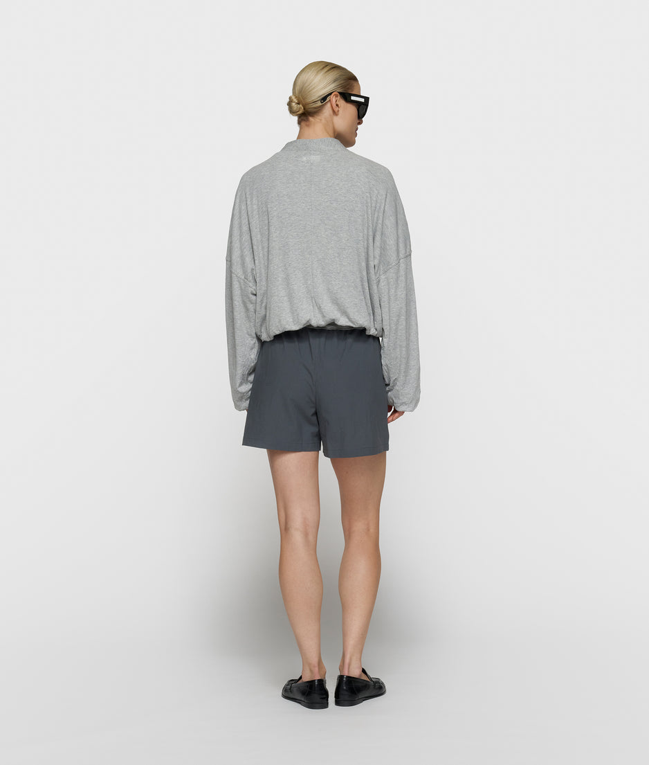 soft rib cardigan | light grey melee