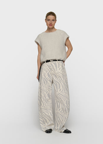 balloon hairy knit top lurex | ecru