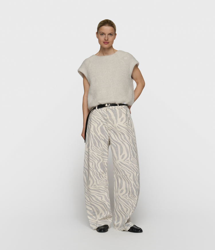 western pants zebra | ecru