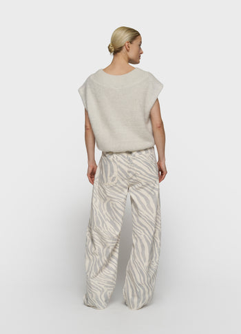 western pants zebra | ecru