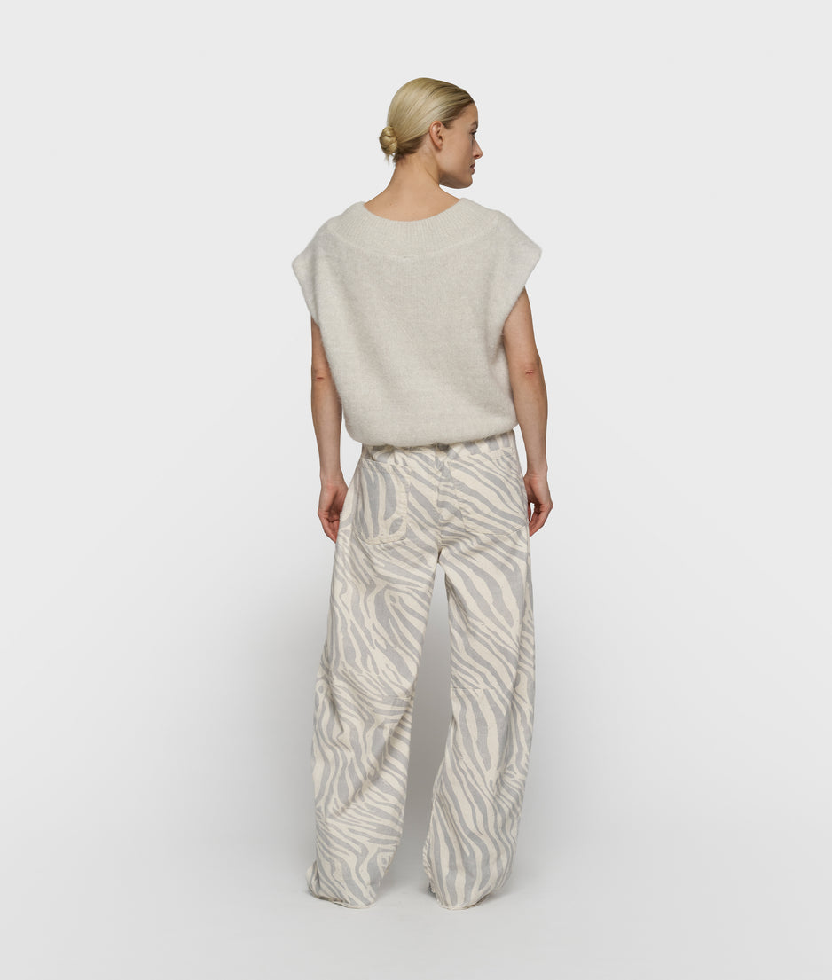 western pants zebra | ecru
