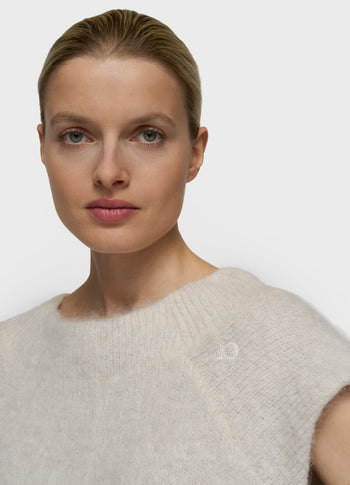 balloon hairy knit top lurex | ecru