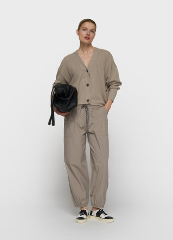 v-neck mesh cardigan | fog
