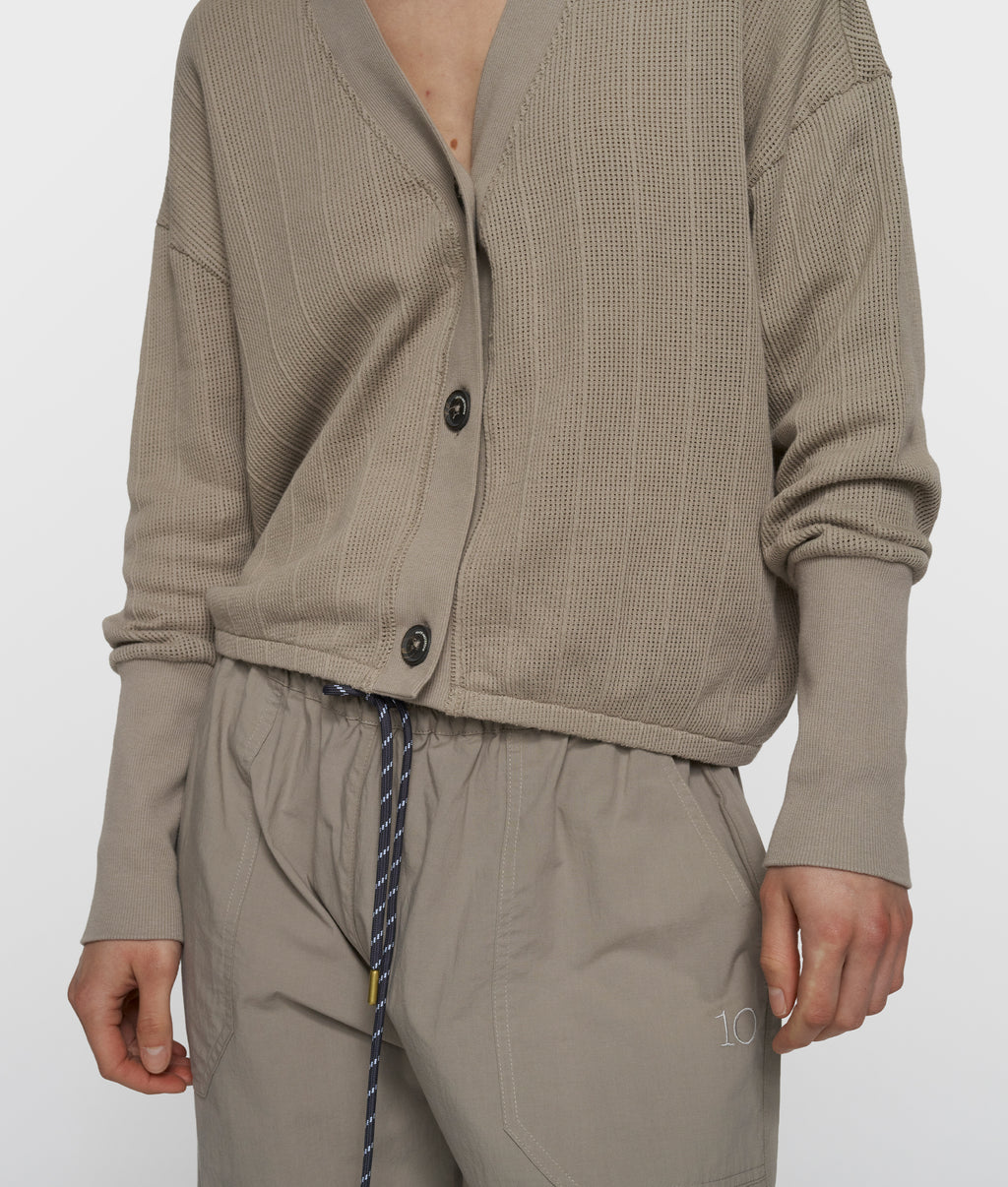 v-neck mesh cardigan | fog