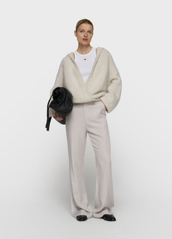 hooded knit sweater lurex | ecru