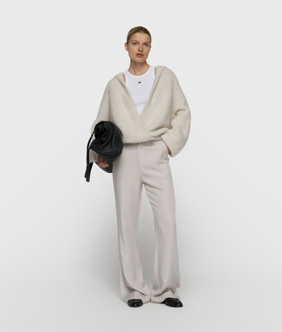 hooded knit sweater lurex | ecru