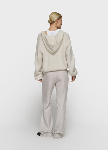 hooded knit sweater lurex | ecru