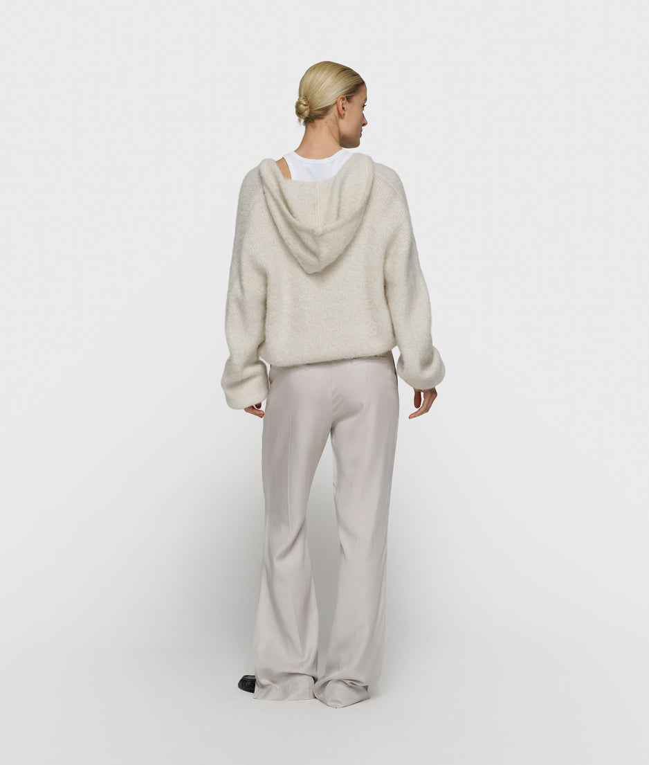 hooded knit sweater lurex | ecru