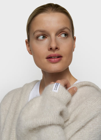 hooded knit sweater lurex | ecru