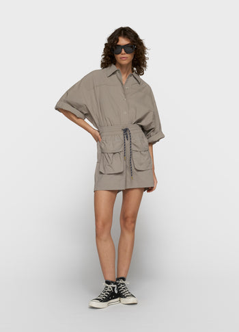 wide crinkle jacket | fog