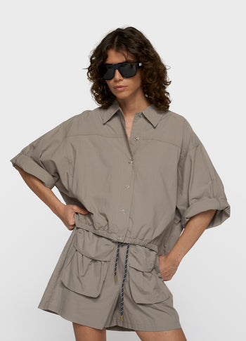 wide crinkle jacket | fog