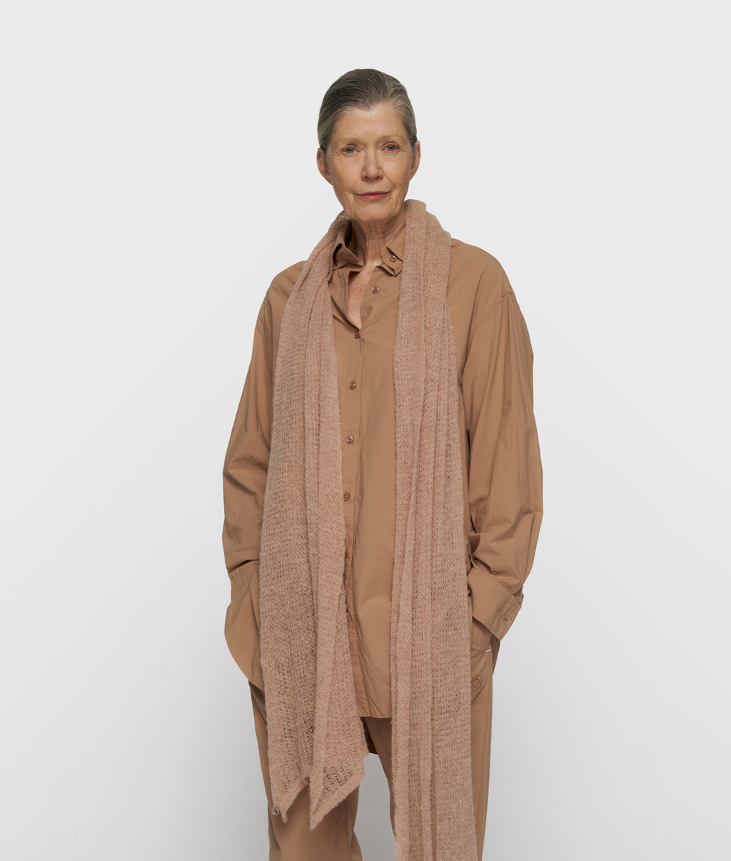 open knit scarf | light fudge