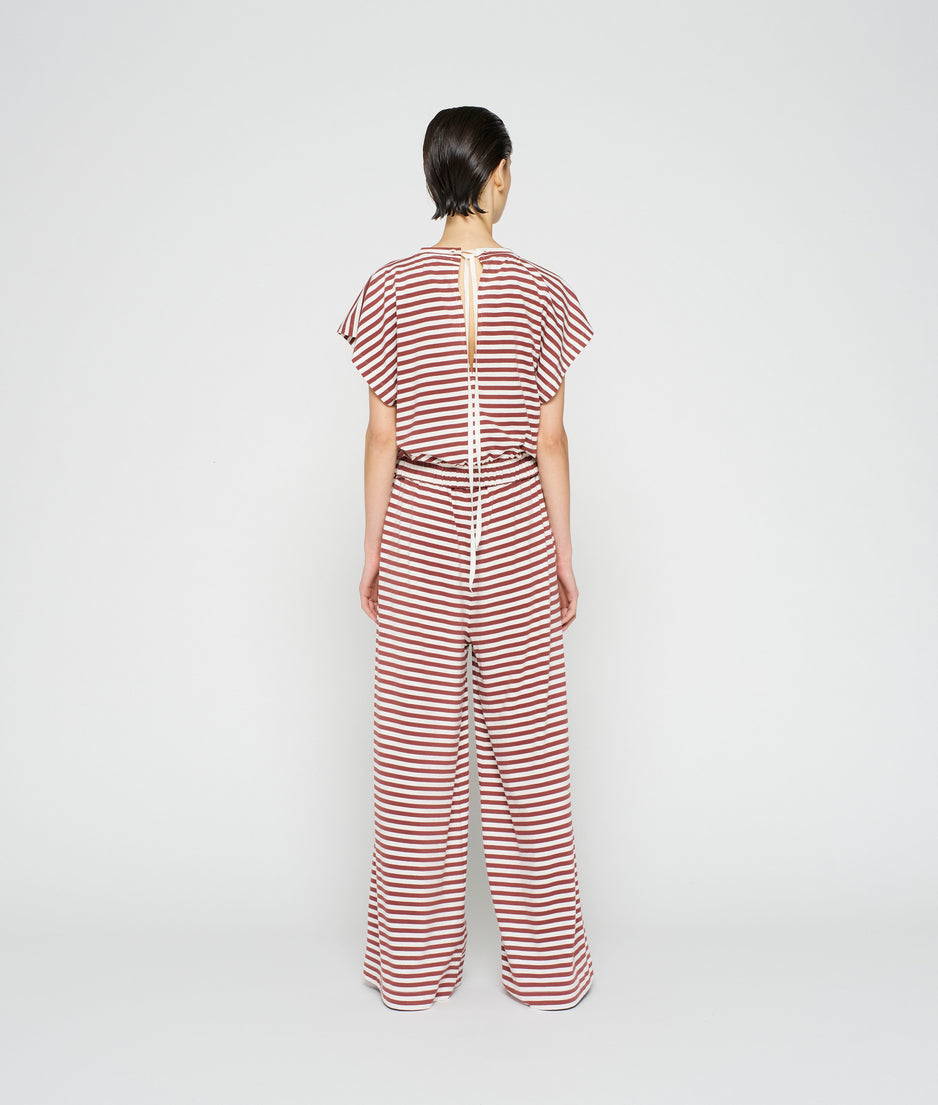 wide leg pants stripe | warm white/burgundy