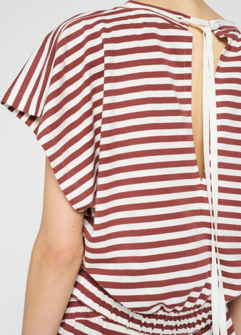 square tee stripe | warm white/burgundy