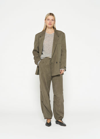 parachute pants | dark moss