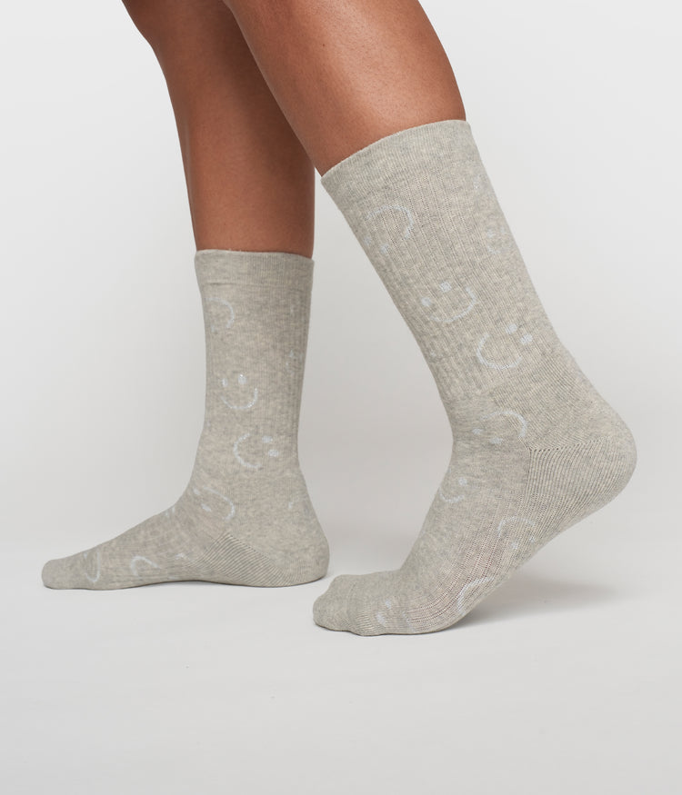 socks all-over smile | light grey melee