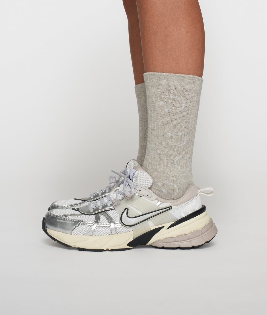 socks all-over smile | light grey melee