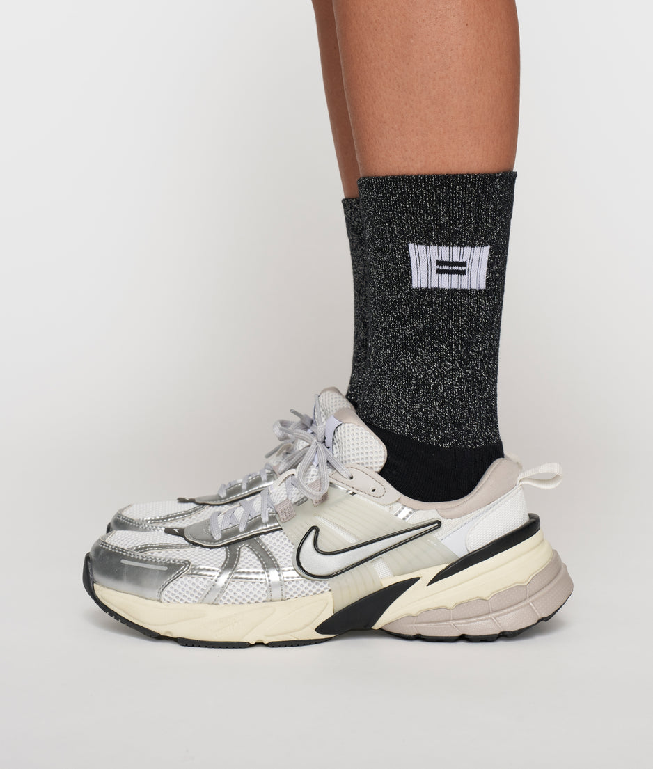 socks lurex label | black