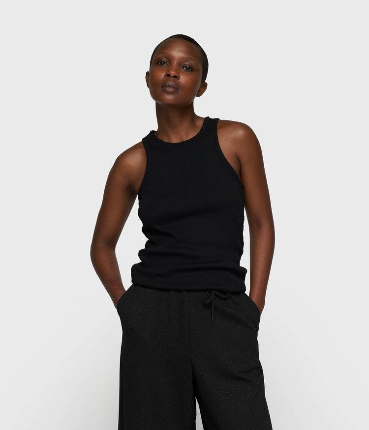 tank top pearls | black