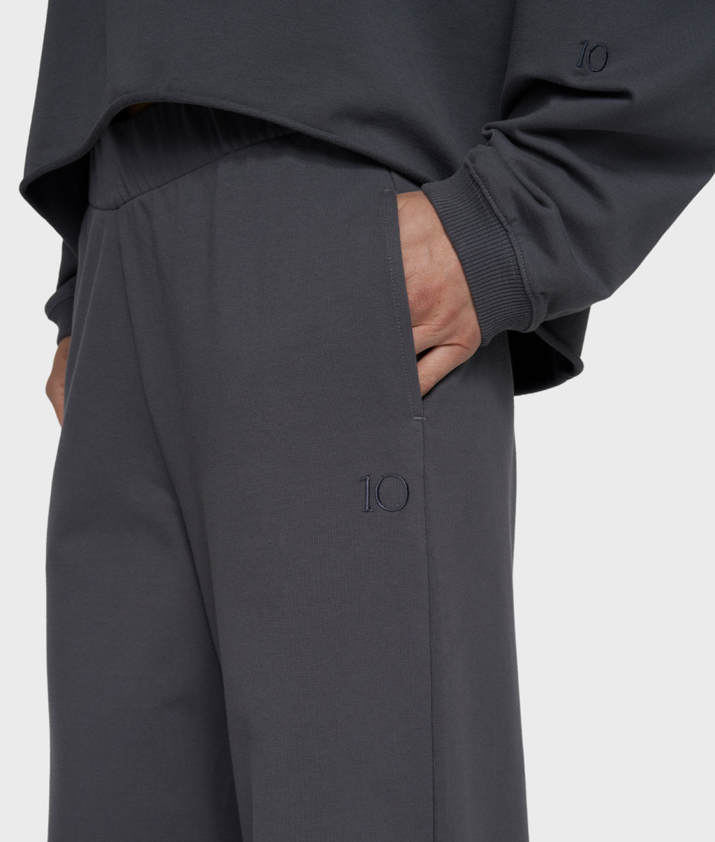 silent chique wide jogger | steel blue