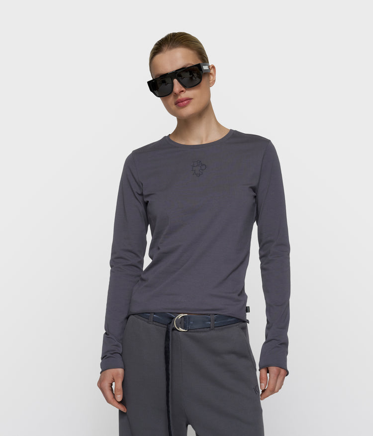 slim long sleeve tee | steel blue
